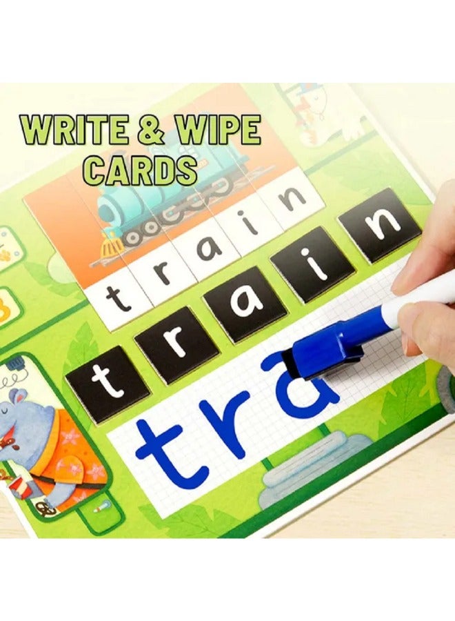 لعبة الألغاز التعليمية للكلمات الإنجليزية للأطفال أداة تعلم ممتعة وجذابة لتعزيز المفردات والمهارات الإدراكية مثالية للاستخدام في المنزل والفصول الدراسية مناسبة للأطفال من سن 3 سنوات فما فوق - Image 1